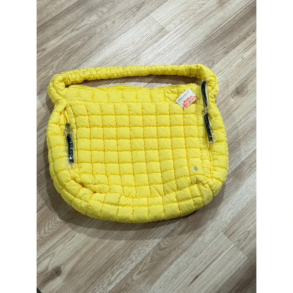 Free People Movement RARE Quilted Carryall Bag Sour Citrus Yellow Puffer NWT